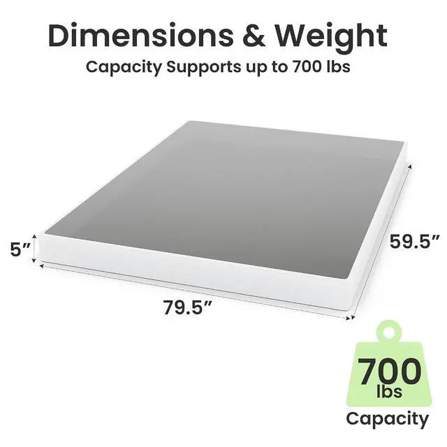 Alt view image 3 of 7 - 5 Inch Box Spring for Queen Bed, Quick Assembly Queen Size Metal Mattress Foundation with Fabric Cover, Strong Steel Frame, Heavy Duty, Low Profile Bed Frame Base Cama, Queen