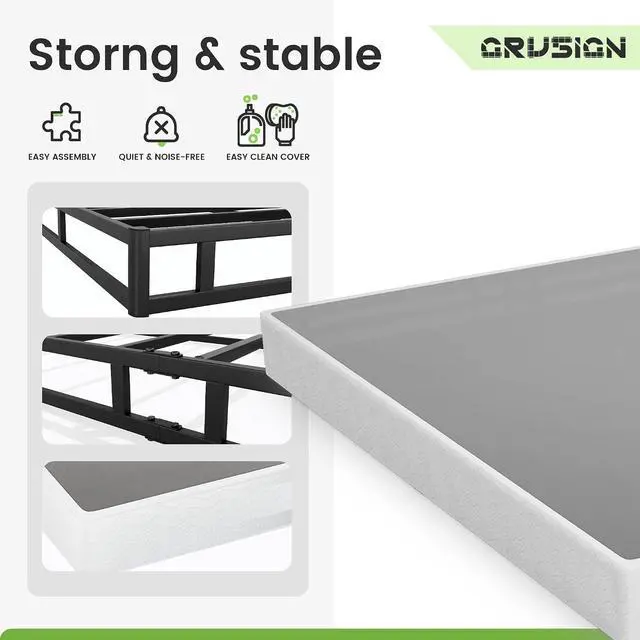 Alt view image 5 of 7 - 7 Inch Box Spring for King Bed, Quick Assembly King Size Metal Mattress Foundation with Fabric Cover, Quiet Easy Assembly, Strong Steel Frame, Heavy Duty, Low Profile Bed Frame Base, King