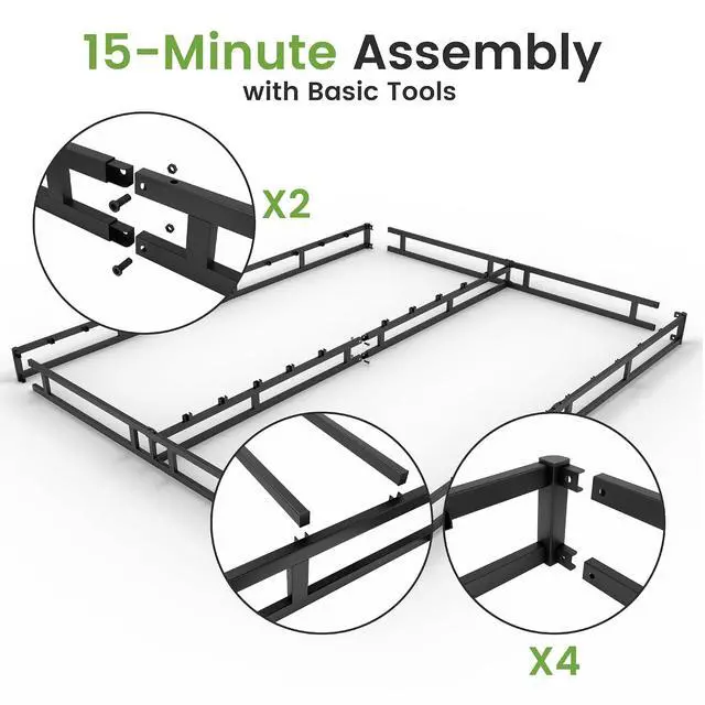 Alt view image 4 of 7 - 7 Inch Box Spring for King Bed, Quick Assembly King Size Metal Mattress Foundation with Fabric Cover, Quiet Easy Assembly, Strong Steel Frame, Heavy Duty, Low Profile Bed Frame Base, King