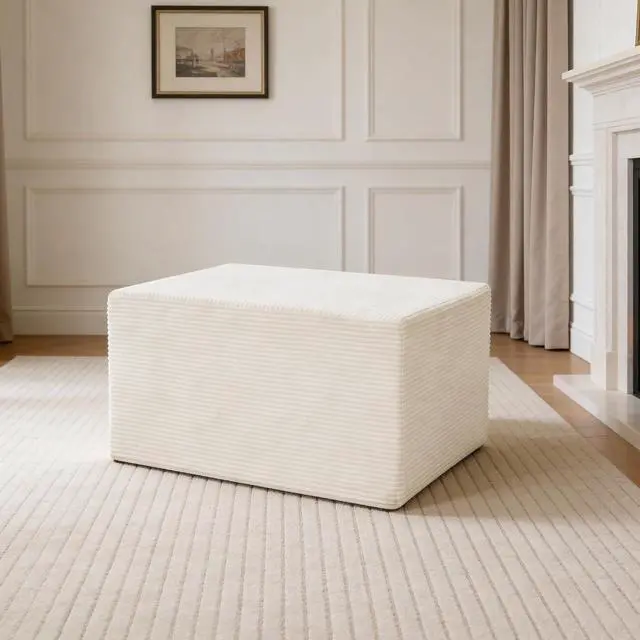 Alt view image 2 of 3 - Ottoman for Cloud Sectional Boneless Couches Living Room, Modular Ottoman for Deep Seat Oversized Couch, Memory Foam Compressed Spineless Foot Rest for Bedroom Apartment Beige