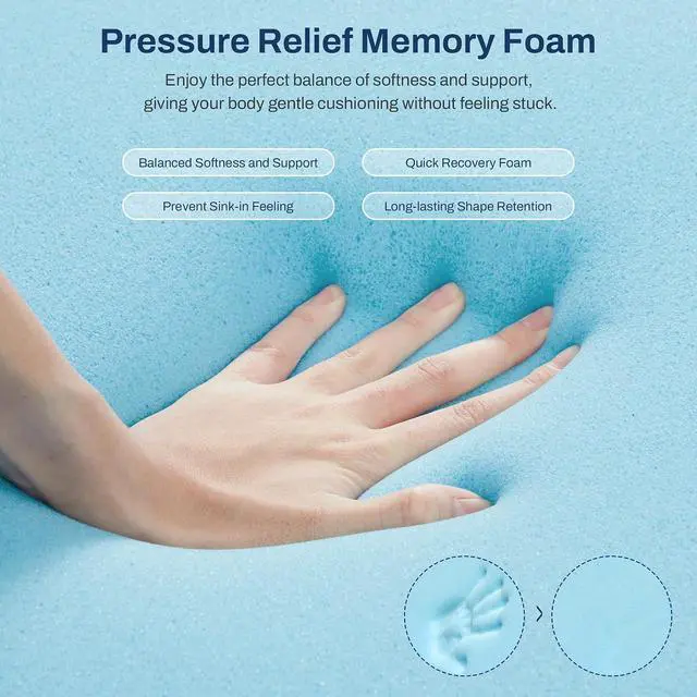 Alt view image 7 of 7 - 3 Inch Memory Foam Mattress Topper, Gel Foam Bed Topper with Adjustable Straps, Breathable Washable Cover, Non Slip Bottom, Soft Supportive, Full