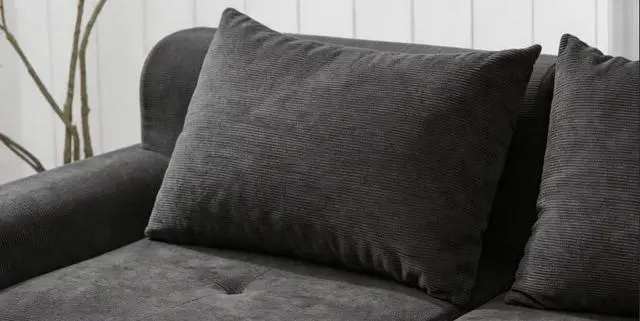 Main image of Decorative Corduroy Throw Pillow Covers 19x31 Inch Set of 2,Cushion with Shredded Foam Filling,Pillow with Washable Cover, Cozy Replacement Cushion for Living Room,Grey Cushion