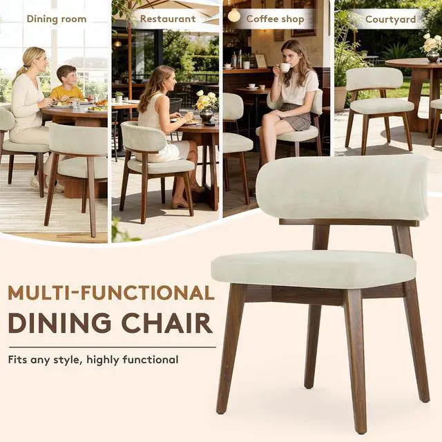 Alt view image 6 of 7 - Dining Chairs Set of 4, Modern Upholstered Dining Chairs, Wooden Kitchen Chairs for Dining Room with Ergonomic Curved Backrest