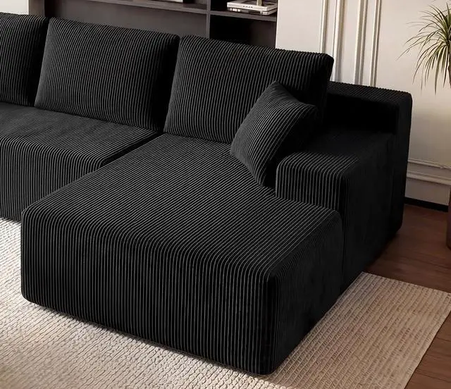 Main image of Right Facing Chaise for Cloud Sectional Boneless Couches for Living Room, Black