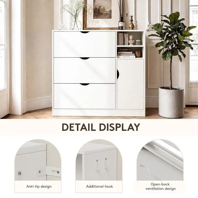 Alt view image 5 of 7 - Shoe Storage Cabinet with 3 Flip Drawers and Storage Space, Adjustable Shelf, Large Capacity Shoe Cabinet for Entryway,Hallway, Mudroom (White)