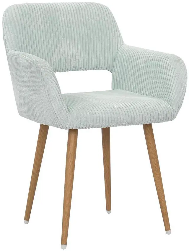 Main image of Small Modern Dining Room Arm Chairs 1 Piece, Mid-Century Upholstered Corduroy Fabric Side Seat Club Guest with Metal Tube Legs for Kitchen, Living Room, Blue