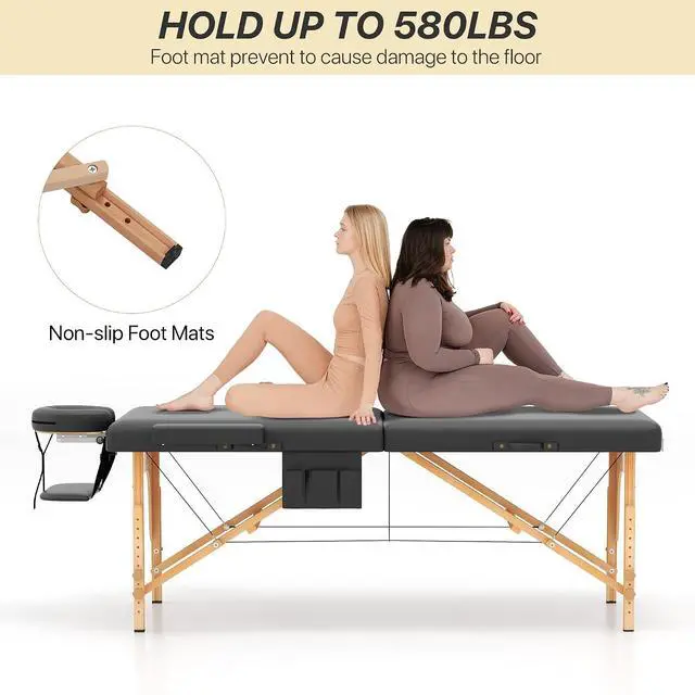 Alt view image 4 of 7 - Memory Foam Massage Table Premium Portable Foldable Massage Bed Height Adjustable, 84 Inches Long 28 Inchs Wide Home Salon Spa Bed Tattoo Table with Accessories &Carrying Case, Easy Set Up