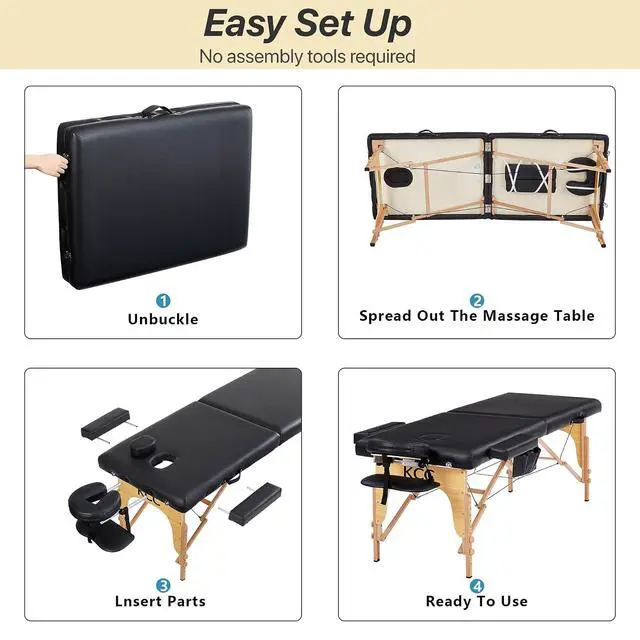 Alt view image 7 of 7 - Memory Foam Massage Table Premium Portable Foldable Massage Bed Height Adjustable, 84 Inches Long 28 Inchs Wide Home Salon Spa Bed Tattoo Table with Accessories &Carrying Case, Easy Set Up