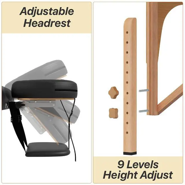 Alt view image 6 of 7 - Memory Foam Massage Table Premium Portable Foldable Massage Bed Height Adjustable, 84 Inches Long 28 Inchs Wide Home Salon Spa Bed Tattoo Table with Accessories &Carrying Case, Easy Set Up