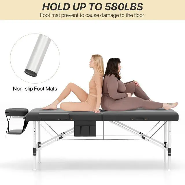 Alt view image 4 of 7 - Memory Foam Massage Table Premium Portable Foldable Massage Bed Height Adjustable, 84 Inches Long 28 Inchs Wide Home Salon Spa Bed Tattoo Table with Accessories &Carrying Case, Easy Set Up