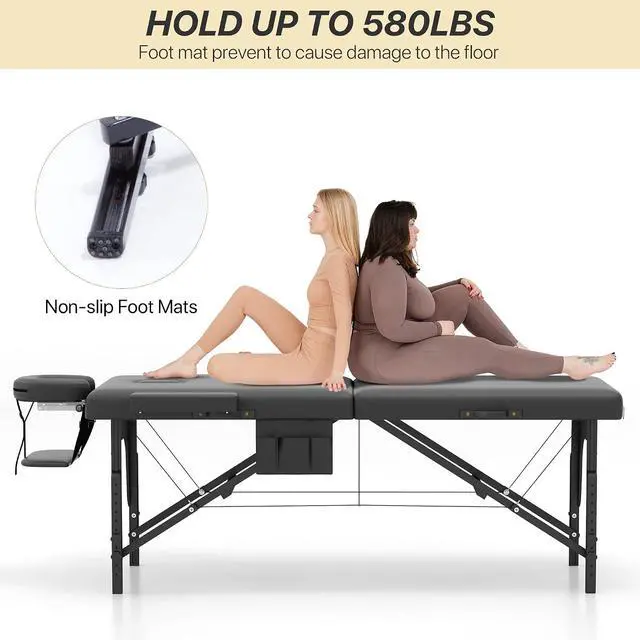 Alt view image 2 of 7 - Memory Foam Massage Table Premium Portable Foldable Massage Bed Height Adjustable, 84 Inches Long 28 Inchs Wide Home Salon Spa Bed Tattoo Table with Accessories &Carrying Case, Easy Set Up
