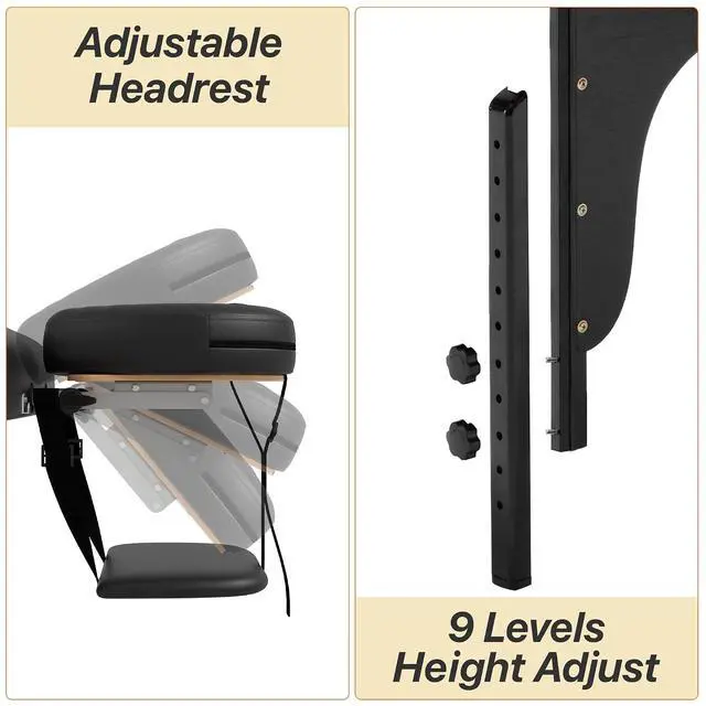 Alt view image 5 of 7 - Memory Foam Massage Table Premium Portable Foldable Massage Bed Height Adjustable, 84 Inches Long 28 Inchs Wide Home Salon Spa Bed Tattoo Table with Accessories &Carrying Case, Easy Set Up