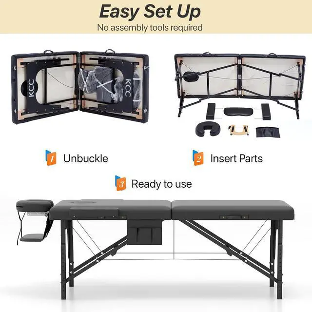 Alt view image 6 of 7 - Memory Foam Massage Table Premium Portable Foldable Massage Bed Height Adjustable, 84 Inches Long 28 Inchs Wide Home Salon Spa Bed Tattoo Table with Accessories &Carrying Case, Easy Set Up