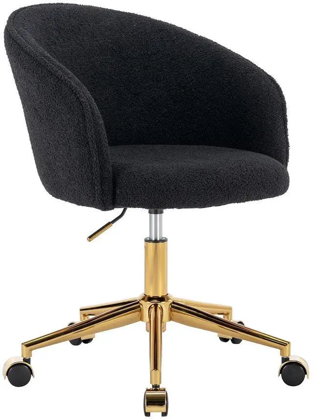 Main image of Faux Fur Office Desk Chair, Comfy Fluffy Swivel Modern Leisure Armchair with Wheels, Upholstered Comfy Fuzzy Vanity Makeup Chair Height Adjustable for Teens Women Girls Elegant Home Office