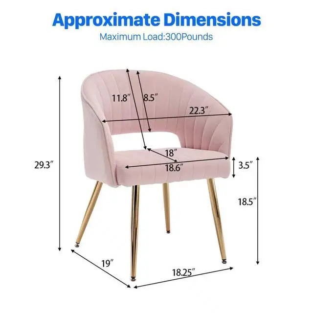 Alt view image 3 of 7 - Modern Accent Dining Chairs Set of 4, Upholstered Velvet With Hollow Back, Tufted Kitchen Side Chairs With Gold Metal Legs for Living Room Restaurant, Pink