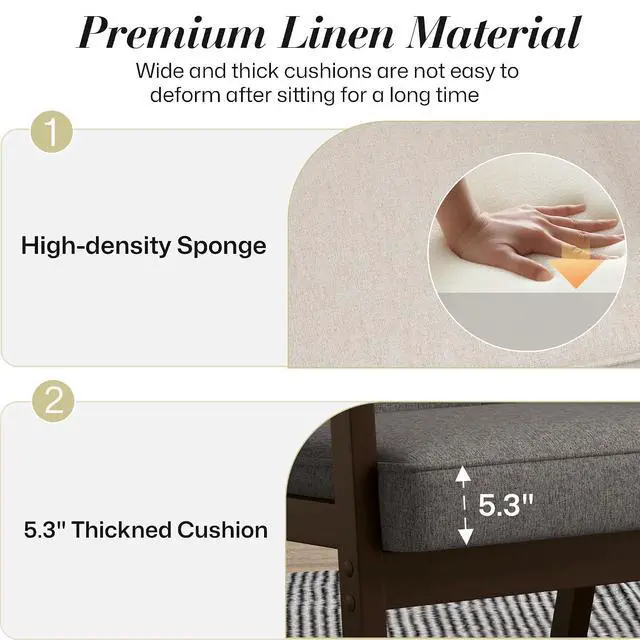 Alt view image 5 of 7 - Mid-Century Modern Linen Fabric Accent Chair Set of 2, Upholstered Tufted Leisure Chair Comfy Reading Side Chairs with Armrest and Solid Wood Frame for Living Room Bedroom Balcony(Gray)