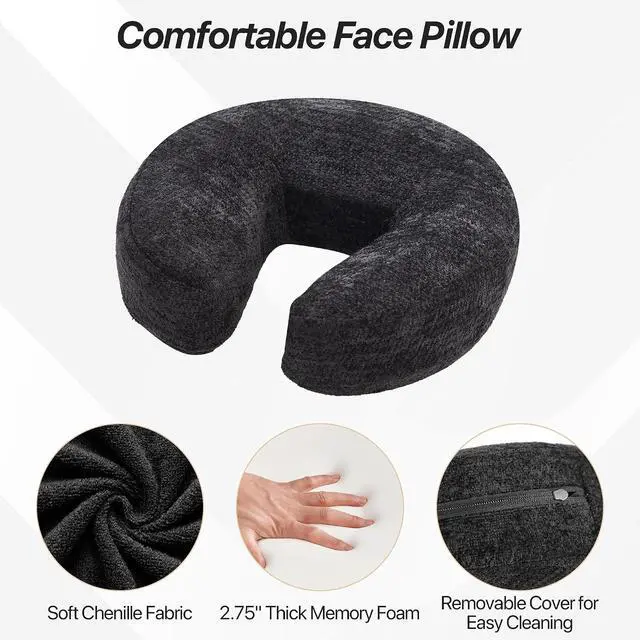 Alt view image 5 of 7 - Adjustable Massage Face Cradle for Bed, Home Massage Kit for Sleeping Mattress,Portable Massage headrest with Memory Foam Pillow, Head Rest Support-Eye Surgery Recovery