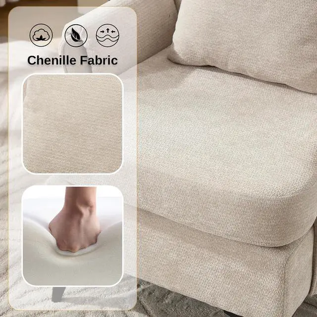 Alt view image 5 of 7 - Accent Chair 1pcs, Upholstered Armchair Club Reading Chair Mid-Century Modern Chair with Pillow for Living Room/Bedroom(Beige)