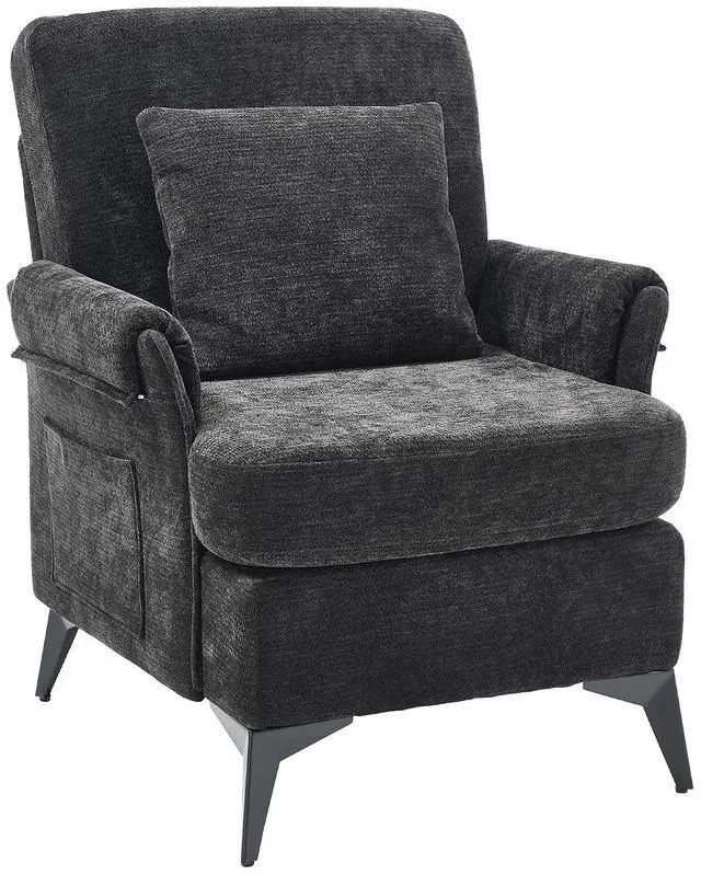 Main image of Accent Chair 1pcs, Upholstered Armchair Club Reading Chair Mid-Century Modern Chair with Pillow for Living Room/Bedroom(Black)