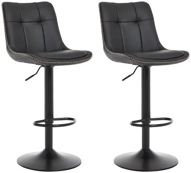 Main image of Bar Stools Set of 2, Adjustable PU Leather Swivel Barstools, Modern Upholstered Counter Stools with Back and Footrest, Counter Height Barstools for Kitchen,Bar,Dining Room Black