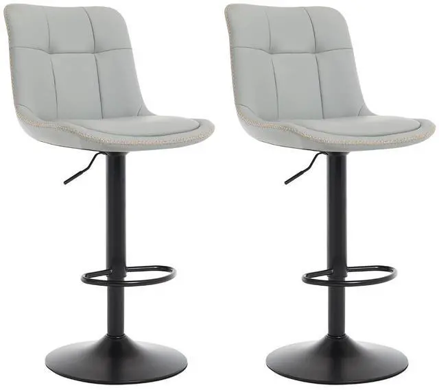 Main image of Bar Stools Set of 2, Adjustable PU Leather Swivel Barstools, Modern Upholstered Counter Stools with Back and Footrest, Counter Height Barstools for Kitchen,Bar,Dining Room Gray