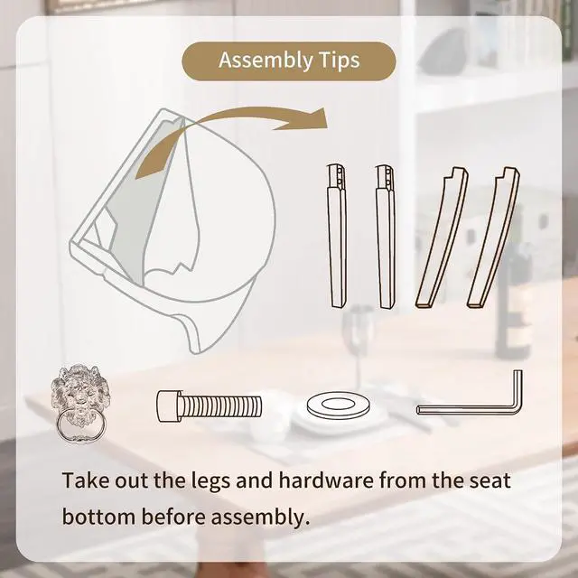 Alt view image 6 of 7 - Velvet Upholstered Dining Chairs Set of 4, Modern Button Tufted Chairs with Lion Head Pull Ring and Stainless Steel Legs for Living Room Kitchen, Gray