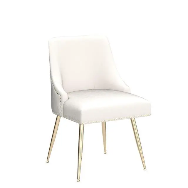 Alt view image 5 of 7 - Velvet Dining Room Chairs Set of 6 Nailhead Back Ring Pull Trim with Gold Legs for Kitchen Living Room(Beige)