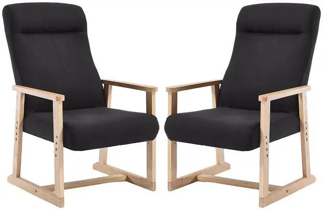 Main image of Recliner Chair Adjustable Small Fabric Single Sofa with Ergonomic Back Support,Accent Chair for Living Room, Nursery, Bedroom, Black, Set of 2