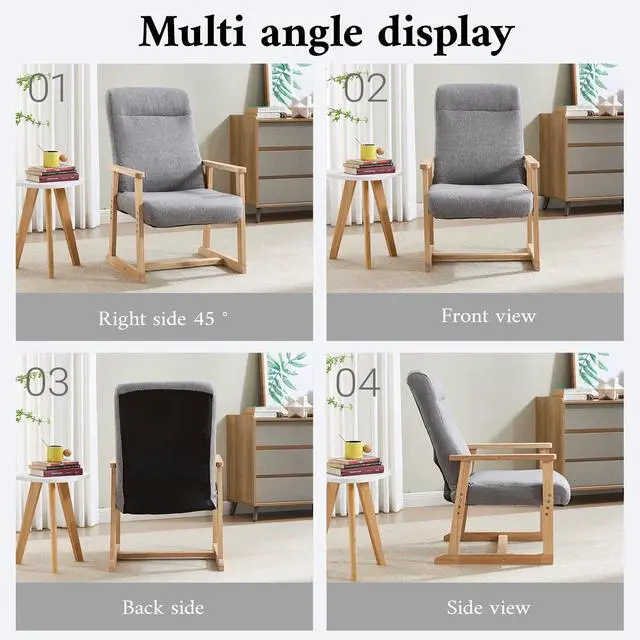 Alt view image 6 of 7 - Recliner Chair Adjustable Small Fabric Single Sofa with Ergonomic Back Support,Accent Chair for Living Room, Nursery, Bedroom Gray,1PC