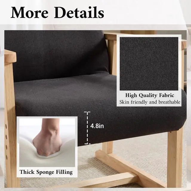 Alt view image 6 of 7 - Recliner Chair Adjustable Small Fabric Single Sofa with Ergonomic Back Support,Accent Chair for Living Room, Nursery, Bedroom Black,1PC