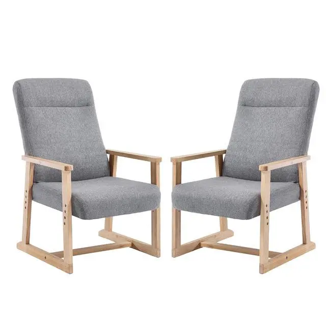 Main image of Recliner Chair Adjustable Small Fabric Single Sofa with Ergonomic Back Support,Accent Chair for Living Room, Nursery, Bedroom, Gray, Set of 2