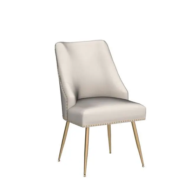 Alt view image 5 of 7 - Velvet Dining Room Chairs Set of 2 Nailhead Back Ring Pull Trim with Gold Legs for Kitchen Living Room(Beige)