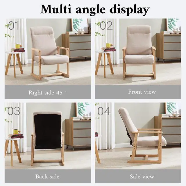 Alt view image 6 of 7 - Recliner Chair Adjustable Small Fabric Single Sofa with Ergonomic Back Support,Accent Chair for Living Room, Nursery, Bedroom Beige,1PC