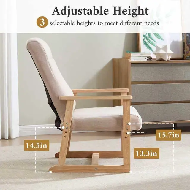 Alt view image 6 of 7 - Recliner Chair Adjustable Small Fabric Single Sofa with Ergonomic Back Support,Accent Chair for Living Room, Nursery, Bedroom, Beige, Set of 2