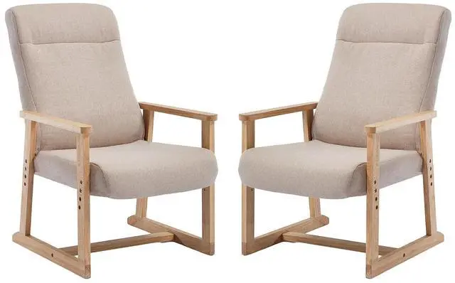 Main image of Recliner Chair Adjustable Small Fabric Single Sofa with Ergonomic Back Support,Accent Chair for Living Room, Nursery, Bedroom, Beige, Set of 2