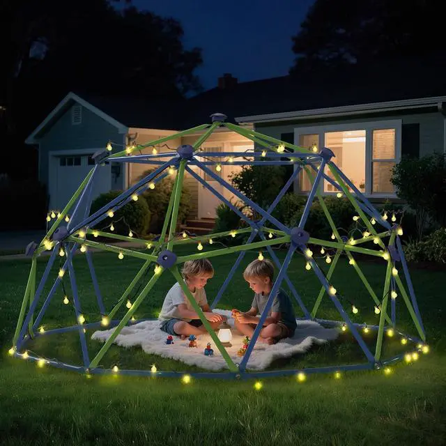 Alt view image 3 of 5 - Climbing Dome, 10FT Dome Climber with Canopy Monkey Bars for Kids 3 to 10 Outdoor Play Equipment, Supports up to 1000lbs Jungle Gym, Anti-Rust, Easy Assembly, Gift for Kids - Blue+Green
