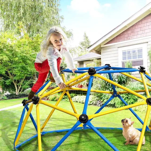 Alt view image 2 of 7 - Climbing Dome, Upgraded 6FT Geometric Dome Climber with Climbing Grip for Kids Indoor Outdoor Play Equipment, Supports 600LBS Jungle Gym Playground Backyard Play Centre, Easy Assembly