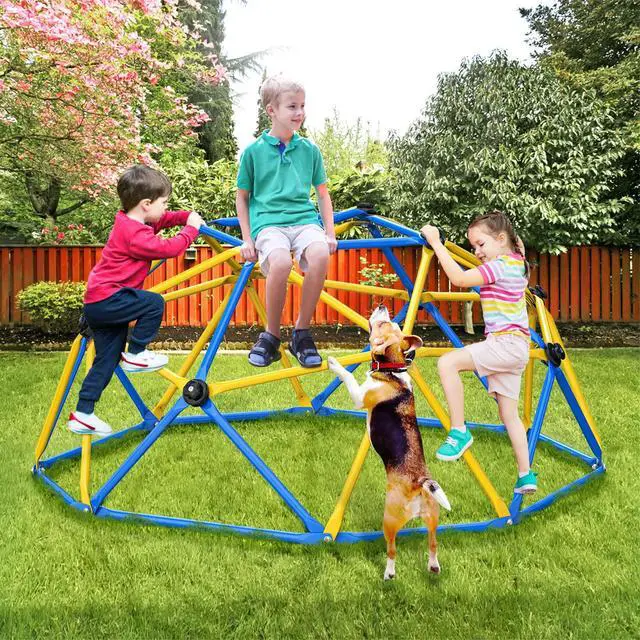 Alt view image 3 of 7 - Climbing Dome, Upgraded 6FT Geometric Dome Climber with Climbing Grip for Kids Indoor Outdoor Play Equipment, Supports 600LBS Jungle Gym Playground Backyard Play Centre, Easy Assembly