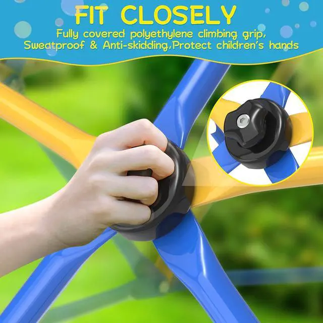 Alt view image 5 of 7 - Climbing Dome, Upgraded 6FT Geometric Dome Climber with Climbing Grip for Kids Indoor Outdoor Play Equipment, Supports 600LBS Jungle Gym Playground Backyard Play Centre, Easy Assembly