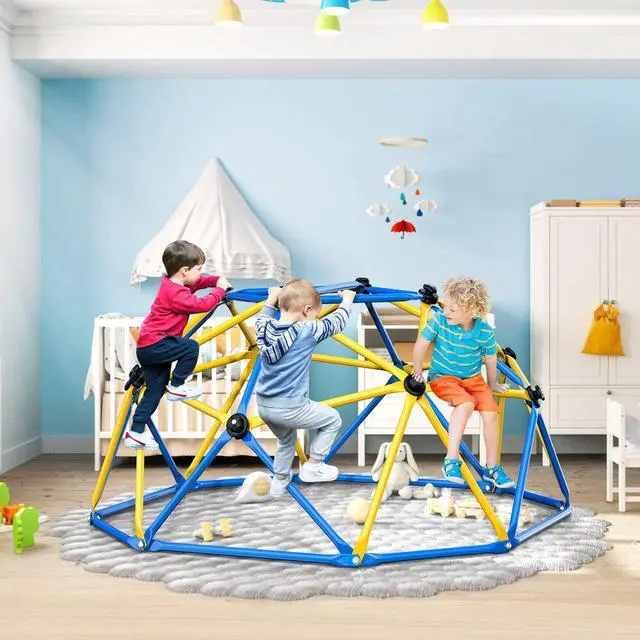 Alt view image 7 of 7 - Climbing Dome, Upgraded 6FT Geometric Dome Climber with Climbing Grip for Kids Indoor Outdoor Play Equipment, Supports 600LBS Jungle Gym Playground Backyard Play Centre, Easy Assembly