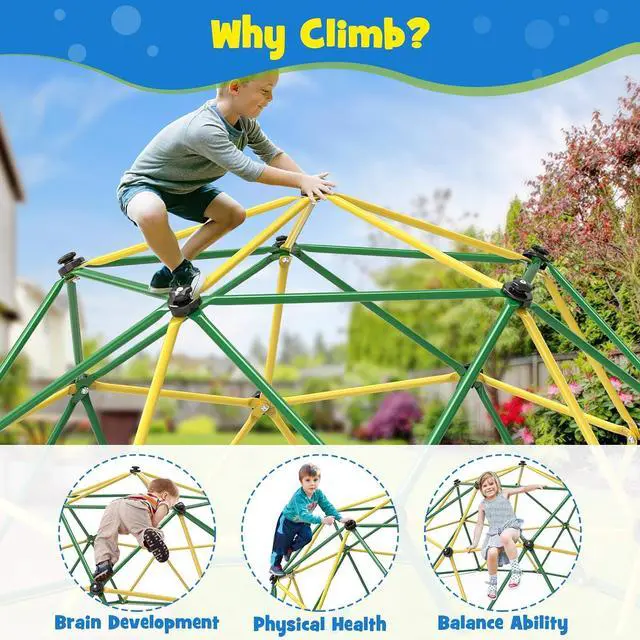 Alt view image 4 of 7 - Climbing Dome with Hammock and Swing, 10FT Backyard Jungle Gym | 10FT dome with hammock and swing creates climbing, lounging, and swinging zones for 5-6 kids in larger yards.