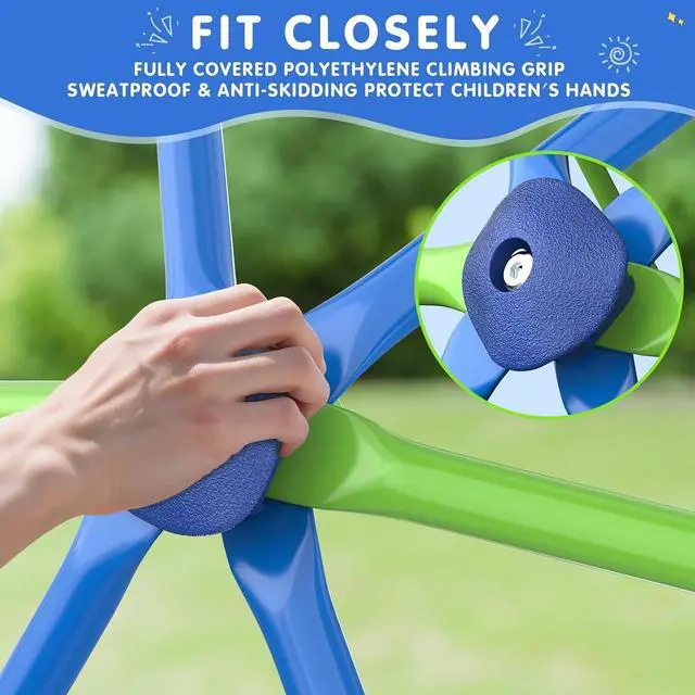 Alt view image 5 of 6 - Climbing Dome with Saucer Swing, 10FT Jungle Gym, 800 lb Capacity | Premium 10FT dome with 32" Teslin saucer swing, 0.86" galvanized steel, 5FT height, and 800 lb total capacity.