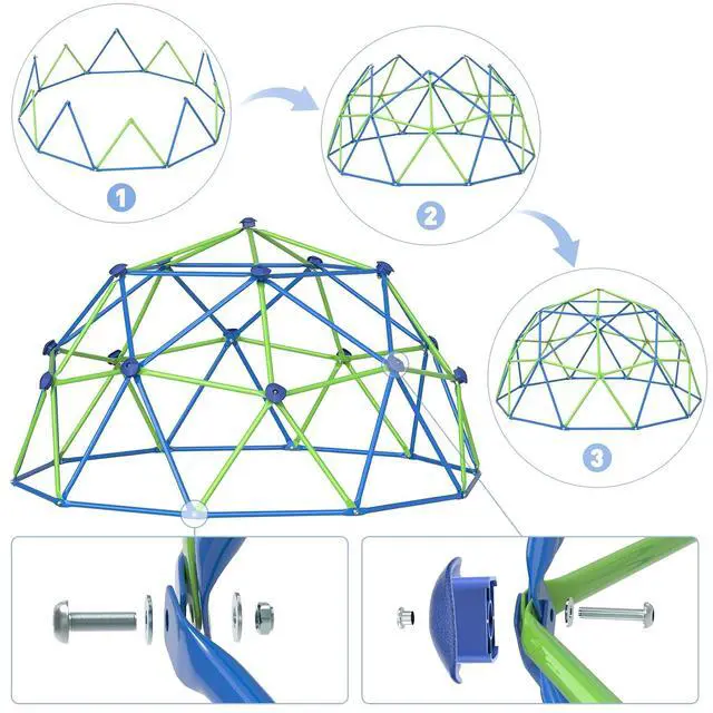 Alt view image 6 of 6 - Climbing Dome with Saucer Swing, 10FT Jungle Gym, 800 lb Capacity | Premium 10FT dome with 32" Teslin saucer swing, 0.86" galvanized steel, 5FT height, and 800 lb total capacity.