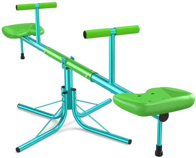 Main image of Seesaw for Kids Outdoor, 360° Spin Teeter Totter, 100 lb Seat | 2-player bounce-and-spin fun with soft handles, cushioning bar, 3-section frame, and portable 15 lb build for yards or parks.