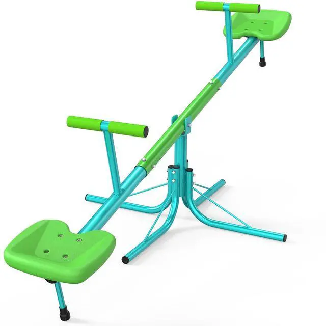 Main image of Teeter Totter for Kids, 2-Seat Spinning Seesaw | 2-player bounce-and-spin fun with soft handles, cushioning bar, 3-section frame, and portable 15 lb build for yards or parks.