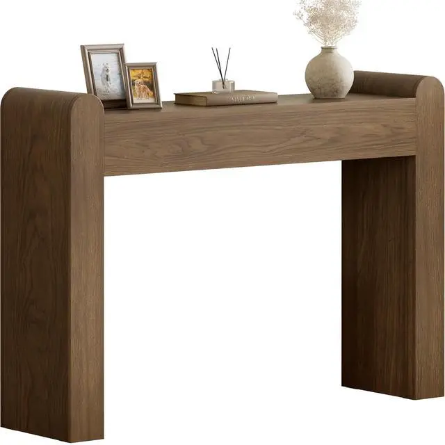 Main image of 47" Arc Console Table for Entryway, Wooden Entryway Table, Farmhouse Behind Sofa Table for Living Room, Hallway, Entrance, Couch, Entry, Home Decor | Rounded edges and fluted texture soften narrow spa