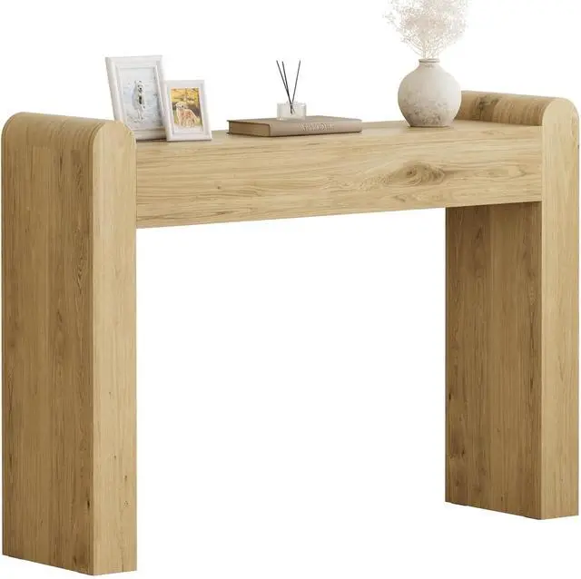 Main image of Arc Entryway Table, 47 Inch Curved Console Table for Hallway | Rounded edges and fluted texture soften narrow spaces; 11.8"D profile fits entryway, hallway, living room or behind sofa.