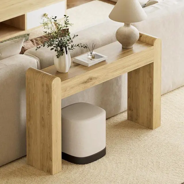 Alt view image 4 of 7 - Arc Entryway Table, 47 Inch Curved Console Table for Hallway | Rounded edges and fluted texture soften narrow spaces; 11.8"D profile fits entryway, hallway, living room or behind sofa.