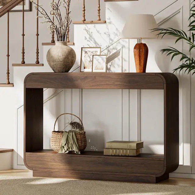 Alt view image 7 of 7 - Waterfall Entryway Table, 43 Inch Console Table for Hallway | 11.8"D waterfall profile holds up to 150 lb; ideal for foyer, hallway, behind couch or a warm welcome zone.