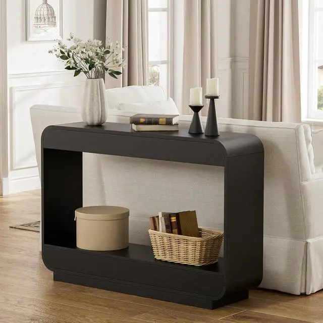 Alt view image 7 of 7 - Waterfall Entryway Table, 43 Inch Console Table for Hallway | 11.8"D waterfall profile holds up to 150 lb; ideal for foyer, hallway, behind couch or a warm welcome zone.